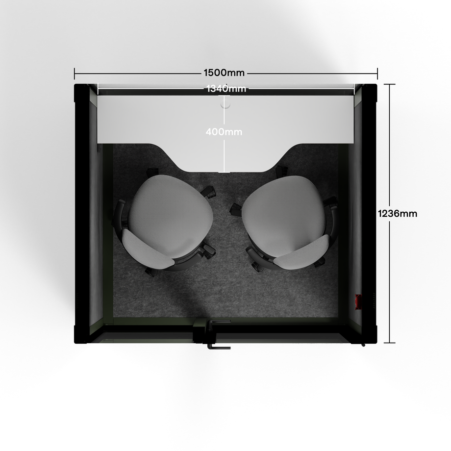 Quell+, 2 personer PodDark Green / Dark Gray / Dual Zoom Room + Device Shelf + 2 Barstools