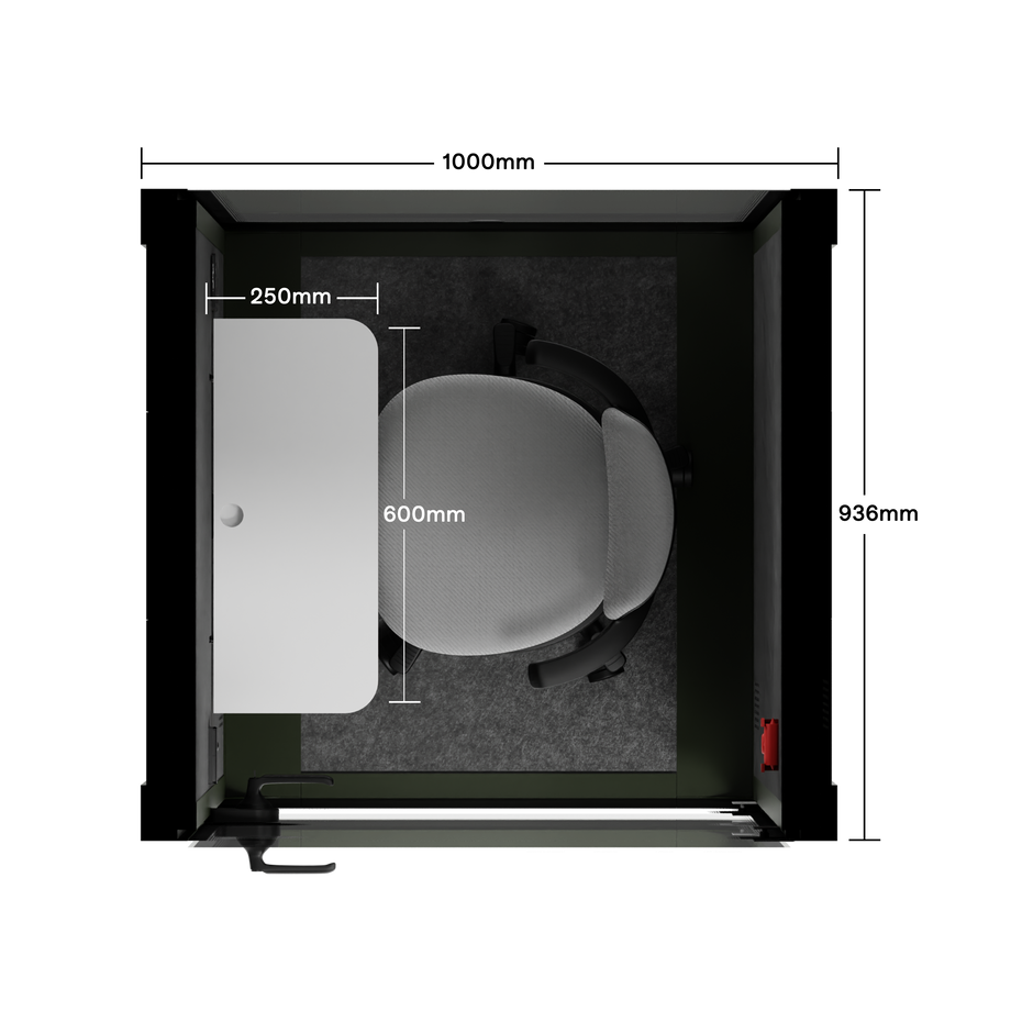 Office Pod Quell+ AcousticGreen / Upgraded Device Shelf / Dark Grey
