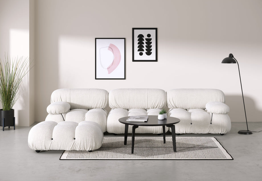 Bellini OttomanWhite Boucle