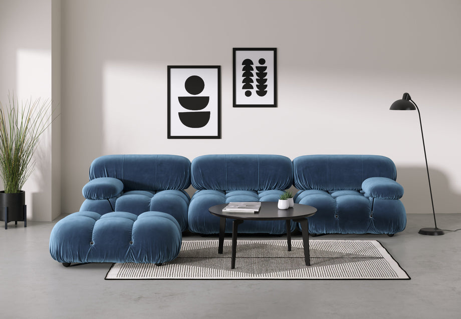 Bellini OttomanAegean Blue Velvet