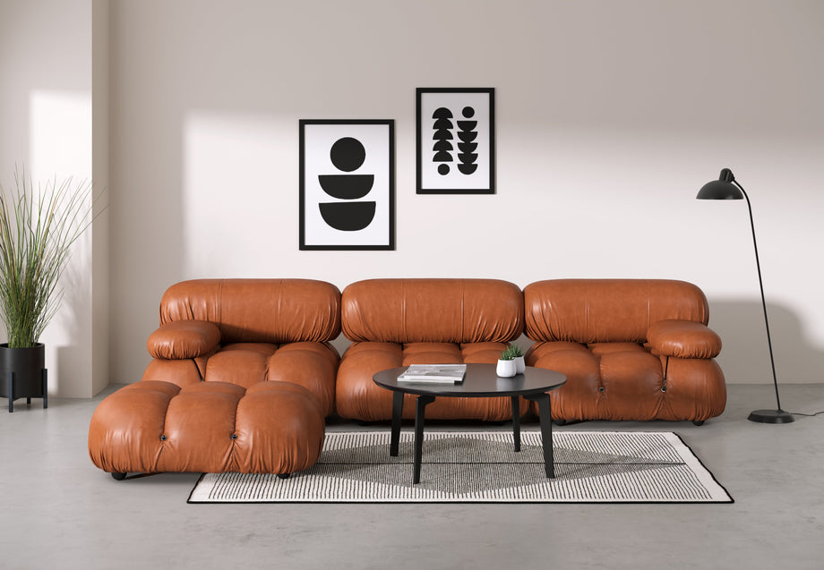 Bellini OttomanTan Premium Leather