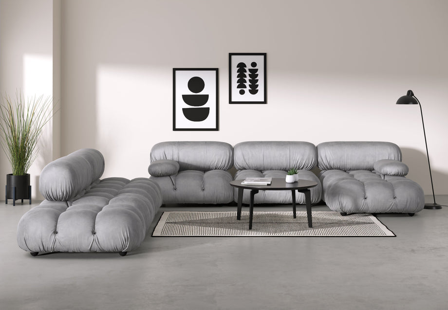 Seccional grande BelliniLight Gray Velvet