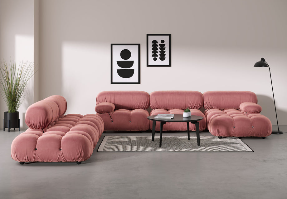 Seccional grande BelliniBlush Pink Velvet