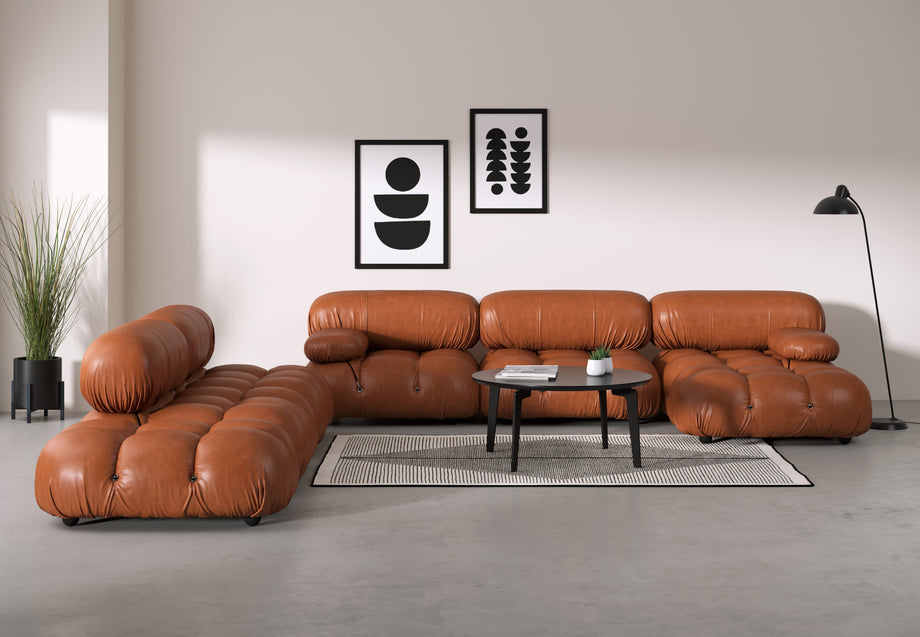 Seccional grande BelliniTan Premium Leather