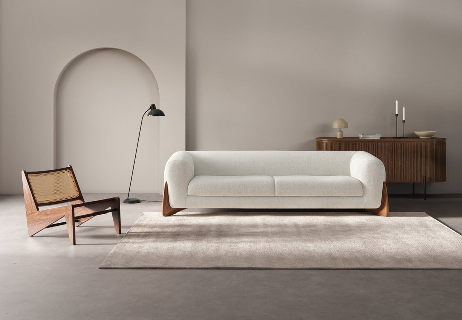 BretonBreton - Breton Three Seater Sofa, White Boucle