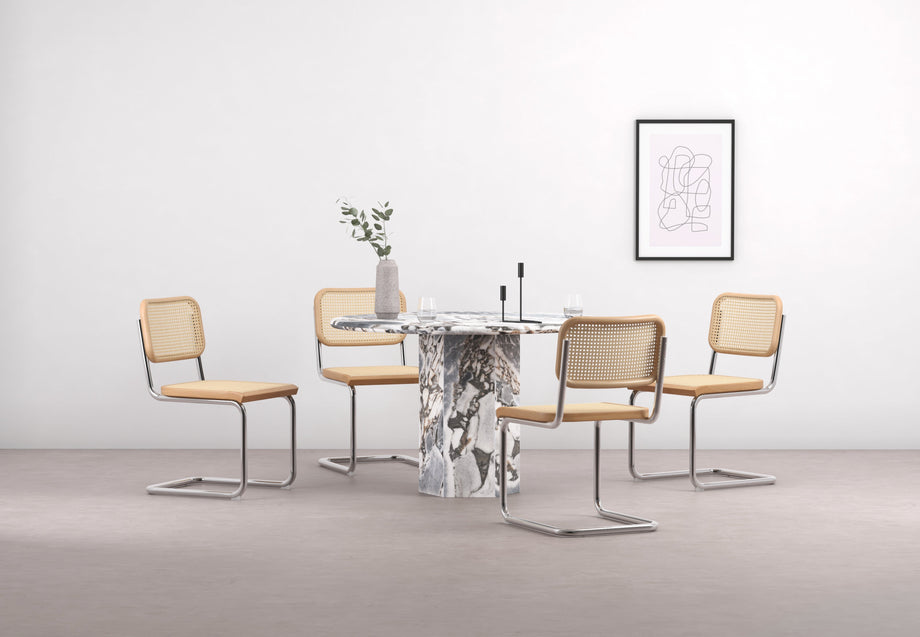 FreyaFreya - Freya Dining Chair, Natural Rattan and Chrome