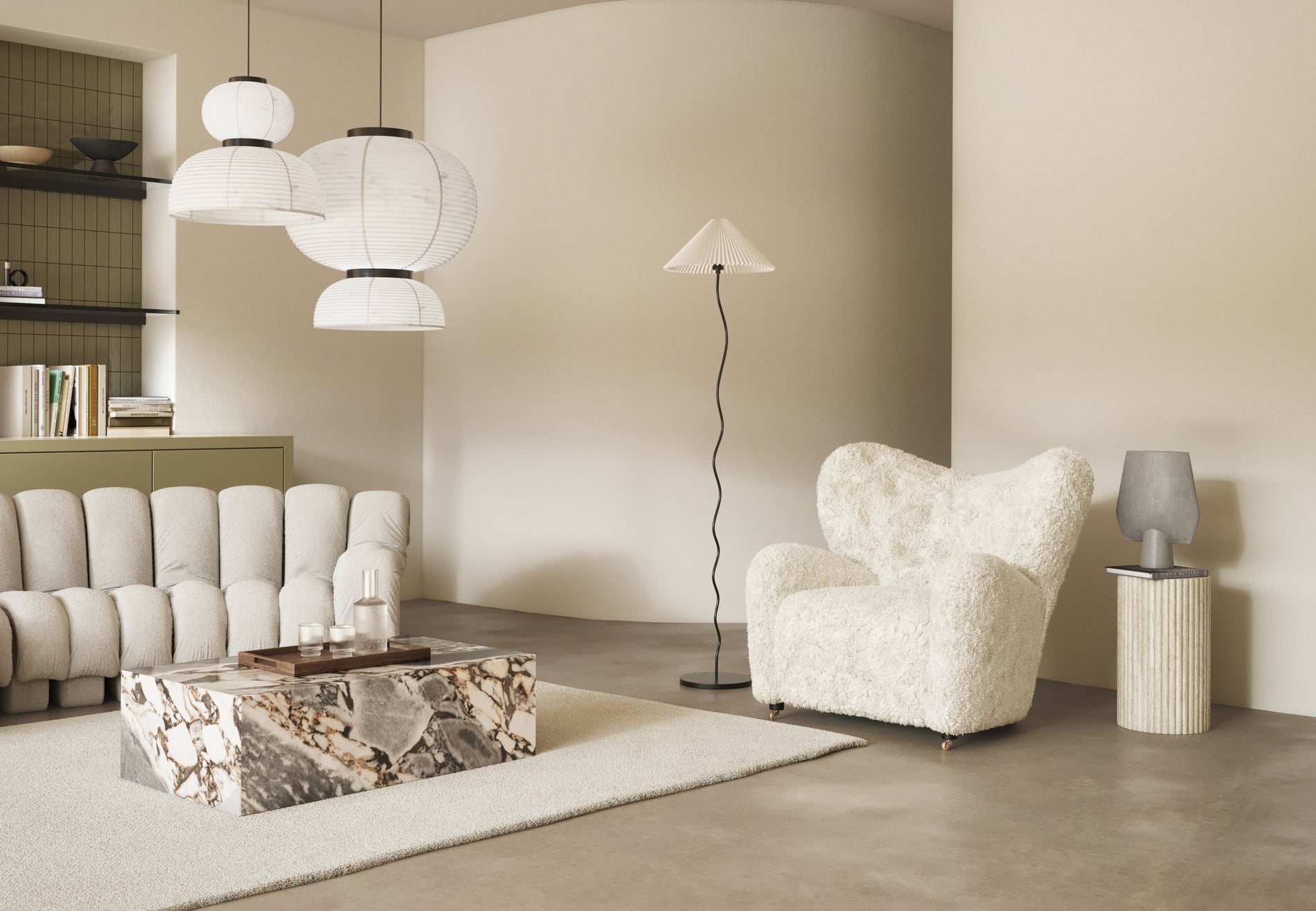 AkioAkio - Akio Cloche Paper Pendant Light, White