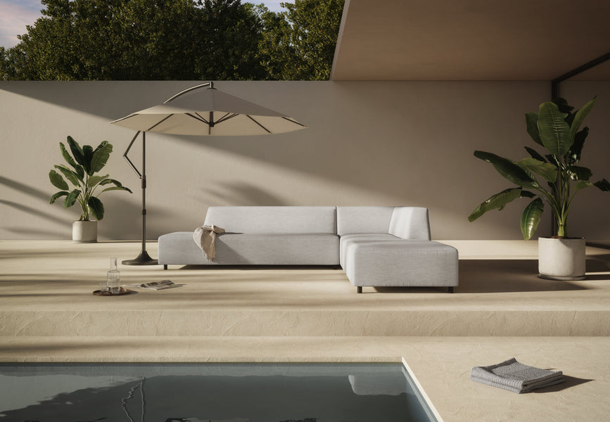 AcquaAcqua - Acqua Outdoor Sectional Module, Chaise, Right Arm, Dove Gray Performance Weave