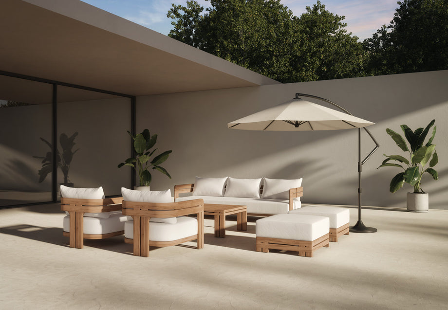 LussoNatural Teak with White Cushions