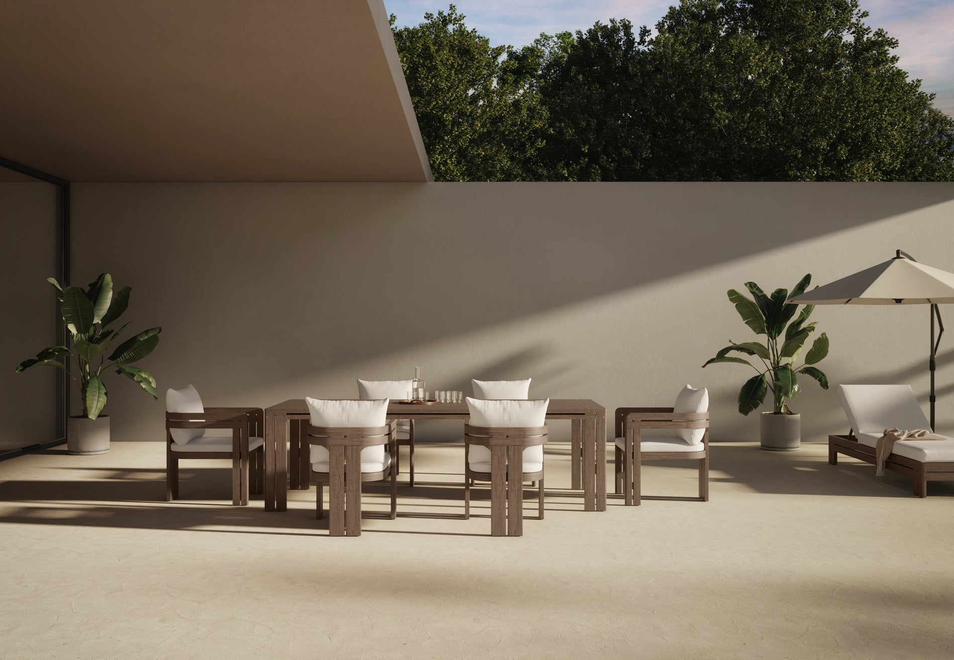 LussoWeathered Teak with White Cushions