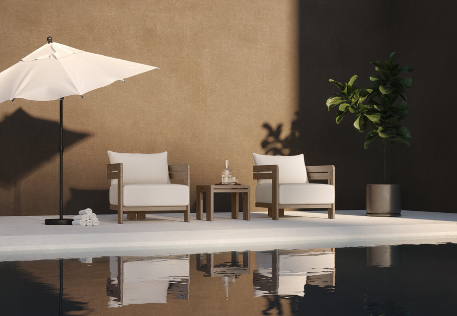 LussoWeathered Teak with White Cushions