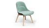 Bloom Beech Wood Office Chair by Quell Design – a modern Scandinavian-style chair with a smooth contoured seat upholstered in linen velvet and eco-friendly synthetic leather detailing. Featuring natural beech wood legs that provide strength and stability, this elegant and ergonomic chair combines minimalist design with lasting comfort. Perfect for collaborative workspaces, dining areas, and contemporary interiors seeking timeless simplicity and sustainability.