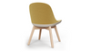 Bloom Beech Wood Office Chair by Quell Design – a modern Scandinavian-style chair with a smooth contoured seat upholstered in linen velvet and eco-friendly synthetic leather detailing. Featuring natural beech wood legs that provide strength and stability, this elegant and ergonomic chair combines minimalist design with lasting comfort. Perfect for collaborative workspaces, dining areas, and contemporary interiors seeking timeless simplicity and sustainability.