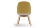 Bloom Beech Wood Office Chair by Quell Design – a modern Scandinavian-style chair with a smooth contoured seat upholstered in linen velvet and eco-friendly synthetic leather detailing. Featuring natural beech wood legs that provide strength and stability, this elegant and ergonomic chair combines minimalist design with lasting comfort. Perfect for collaborative workspaces, dining areas, and contemporary interiors seeking timeless simplicity and sustainability.