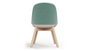 Bloom Beech Wood Office Chair by Quell Design – a modern Scandinavian-style chair with a smooth contoured seat upholstered in linen velvet and eco-friendly synthetic leather detailing. Featuring natural beech wood legs that provide strength and stability, this elegant and ergonomic chair combines minimalist design with lasting comfort. Perfect for collaborative workspaces, dining areas, and contemporary interiors seeking timeless simplicity and sustainability.