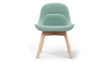Bloom Beech Wood Office Chair by Quell Design – a modern Scandinavian-style chair with a smooth contoured seat upholstered in linen velvet and eco-friendly synthetic leather detailing. Featuring natural beech wood legs that provide strength and stability, this elegant and ergonomic chair combines minimalist design with lasting comfort. Perfect for collaborative workspaces, dining areas, and contemporary interiors seeking timeless simplicity and sustainability.