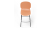 Aarhus counter stool reverse view product shot on white background, modern seating for contemporary areas, offices, and workspaces, coral colour.